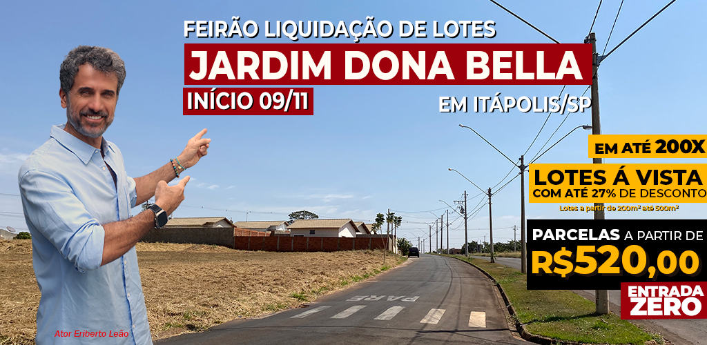 Feirão Liquidação de Lotes em Itápolis!